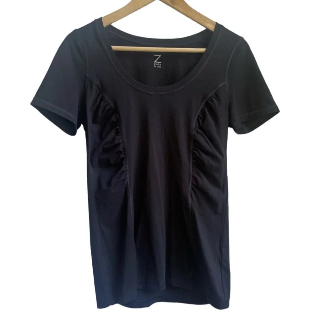 >70%OFF❣️ Z by Zella Black Ruched Short Sleeve Tee Shirt T-Shirt, M